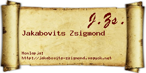 Jakabovits Zsigmond névjegykártya